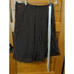 Issac Mizrahi Skirt Size 10 Brown Solid Flare Modest Lined Ribbon Belt
